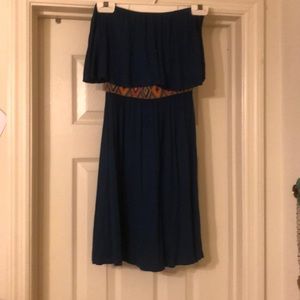 Navy strapless dress
